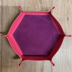 Würfel - Würfelschale Hexagon - Dice tray - Kunstleder 27cm x 27cm - llila/ pink