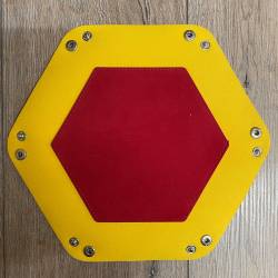 Würfel - Würfelschale Hexagon - Dice tray - Kunstleder 27cm x 27cm - rot/ gelb