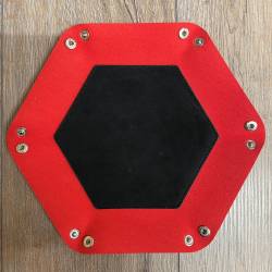 Würfel - Würfelschale Hexagon - Dice tray - Kunstleder 27cm x 27cm - rot/ schwarz
