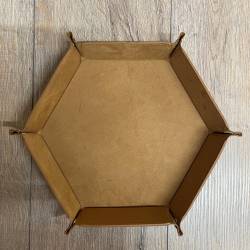 Würfel - Würfelschale Hexagon - Dice tray - Kunstleder 30cm x 30cm - braun