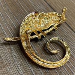 Brosche - Chameleon mit Strasssteinen - Aetherwelt