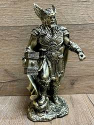 Statue - Thor - nordischer Gott des Donners mit Hammer - Dekoration - Ritualbedarf