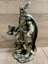Statue - Thor - nordischer Gott des Donners mit Hammer - Dekoration - Ritualbedarf
