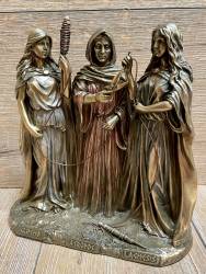 Statue - Griechische Trinität - Moiren - Clotho, Atropos & Lachesis - bronziert - Dekoration - Ritualbedarf