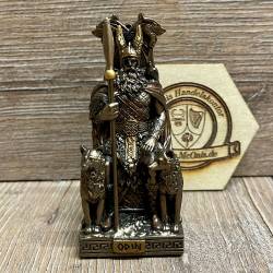 Statue - Odin der Allvater auf Thron Miniatur - nordischer Gott - bronziert - Dekoration - Ritualbedarf
