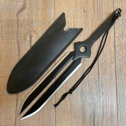 Waffen Deko - Schwert - Kurzschwert modern mit Gabelklinge - L:48cm - Stahlklinge mit Scheide
