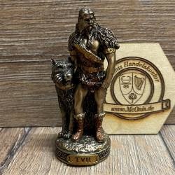 Statue - Tyr mit Fenris Wolf Miniatur - nordischer Gott des Krieges - Dekoration - Ritualbedarf