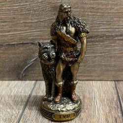 Statue - Tyr mit Fenris Wolf Miniatur - nordischer Gott des Krieges - Dekoration - Ritualbedarf