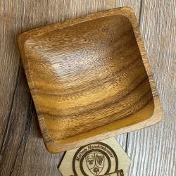 Holz Schale - Akazienholz - 00 S - Snackschale flach, quadratisch, ca. 10cm Durchmesser