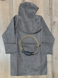 Kinder - Ritter Set Kettenhemd, Haube & Seil mit Schwerthalter - Größe 128