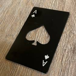 Bier - Zubehör - Flaschenöffner Spielkarte Ass/ Ace - schwarz