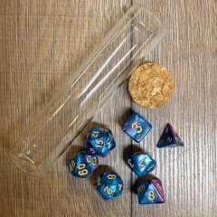 Würfel - Würfelset - Trankflasche/ Glasröhrchen - 7 Würfel für D&D etc. - lila/ blau