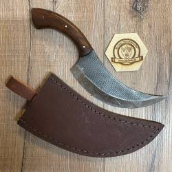 Messer - Kräutermesser gebogen mit Holzgriff inkl. Lederscheide