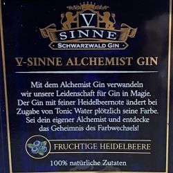Gin - V-SINNE® Schwarzwald Alchemist Gin - 40% - 0,5l - Farbwechsel