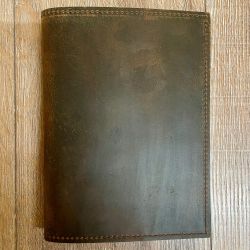 Notizbuch - Diary - Lederhülle  mit eingestecktem Buch & handgeschöpftem Papier Größe 2 - 15cm x 21cm - braun