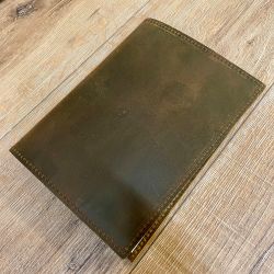 Notizbuch - Diary - Lederhülle mit eingestecktem Buch & handgeschöpftem Papier Größe 2 - 15cm x 21cm - braun