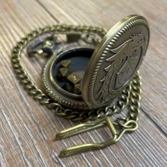 Würfel - Würfelset - Taschenuhr - Drache auf Metall-Deckel inkl. 7 Würfel aus Metall für D&D etc