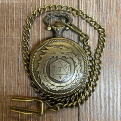 Würfel - Würfelset - Taschenuhr - Drache auf Metall-Deckel inkl. 7 Würfel aus Metall für D&D etc