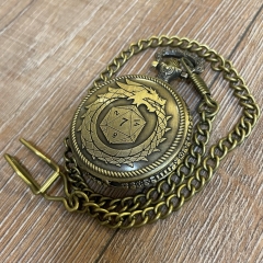 Würfel - Würfelset - Taschenuhr - Drache auf Metall-Deckel inkl. 7 Würfel aus Metall für D&D etc