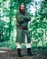 Gürtel - Leder - LC1248d - Robuster Wikingergürtel breit mit keltischer Prägung - schwarz