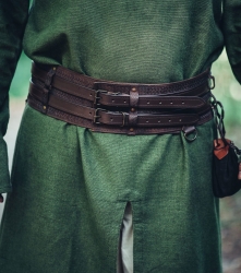 Gürtel - Leder - LC1248d - Robuster Wikingergürtel breit mit keltischer Prägung - schwarz