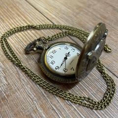 Uhr - Taschenuhr - Größe L - Eule - altmessing - Quartz - Steampunk