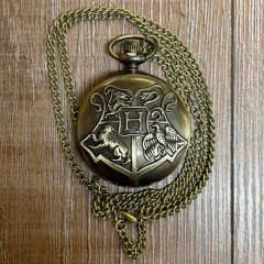 Uhr - Taschenuhr - Größe L - HP - Hogwarts Wappen auch auf dem Zifferblatt - altmessing - Quartz - Steampunk