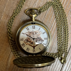 Uhr - Taschenuhr - Größe L - HP - Hogwarts Wappen auch auf dem Zifferblatt - altmessing - Quartz - Steampunk