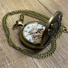 Uhr - Taschenuhr - Größe L - HP - Hogwarts Wappen auch auf dem Zifferblatt - altmessing - Quartz - Steampunk