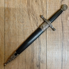 Waffen Deko - Dolch - Drachen-Knauf - Stahlklinge mit Scheide - silber - 37cm - Ausverkauf