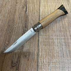 Opinel Rostfrei - Nr. 08 - 11cm - ATELIER - spiegelpoliert 12C27, Walnuss-Ahorn-Ebenholz-Griff - in Geschenkbox - Ausverkauf