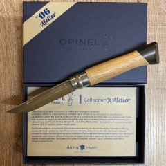 Opinel Rostfrei - Nr. 08 - 11cm - ATELIER - spiegelpoliert 12C27, Walnuss-Ahorn-Ebenholz-Griff - in Geschenkbox - Ausverkauf