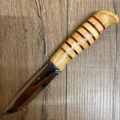 Helle Messer - SE Jahresmesser 2022 - Outdoormesser - Maserbirke & Leder - 22,2cm - rot