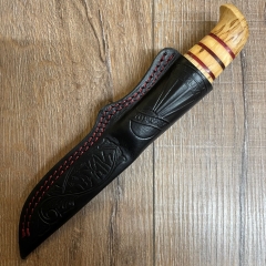 Helle Messer - SE Jahresmesser 2022 - Outdoormesser - Maserbirke & Leder - 22,2cm - rot