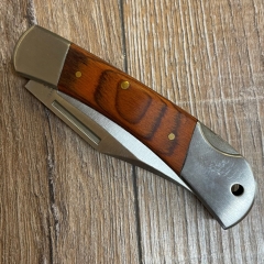Herbertz Taschenmesser - Klassische Form - Stahl AISI 420, rostfrei, Back Lock, Pakkaholz, mattierte Edelstahlbacken, Fangriemenöse