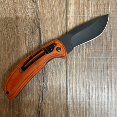 Herbertz Taschenmesser - Pakkaholz - schwarz beschichtet - Stahl AISI 420, rostfrei, Liner Lock, Pakkaholz, Taschenclip