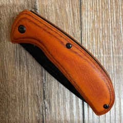 Herbertz Taschenmesser - Pakkaholz - schwarz beschichtet - Stahl AISI 420, rostfrei, Liner Lock, Pakkaholz, Taschenclip