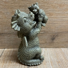 Gartenstatue - Drache Glücksdrache Mama mit Baby - klein (in & outdoor)