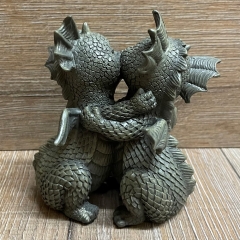Gartenstatue - Drache Glücksdrache Pärchen Loves/ Küssen - klein (in & outdoor)