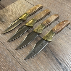 Homey´s Steakmesser-Set by Schiffmacher, 4-teilig, 68Cr17 Stahl, rostfrei, Wurzelholz