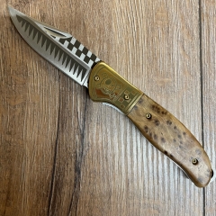 Homey´s - Taschenmesser, Tattoo by Schiffmacher, X38CrMo14 Stahl, rostfrei, Wurzelholz