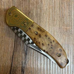 Homey´s - Taschenmesser, Tattoo by Schiffmacher, X38CrMo14 Stahl, rostfrei, Wurzelholz