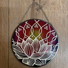 Fensterbild aus Glas - rund 15cm - Lotus Light Catcher