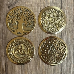 Ritual Münze aus Messing - Pentagramm - 5,5cm