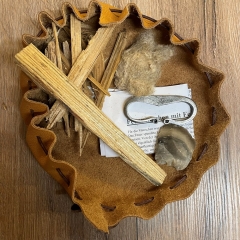 Feuermachen-Set - Feuerstahl, Feuerstein,Zunder, Zunderholz, Kienspan & Anleitung - Setpreis