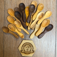 Holz Löffel - Löffel handgeschnitzt mit geschwungenem Griff - 01 - Mini ca. 7cm - einzeln