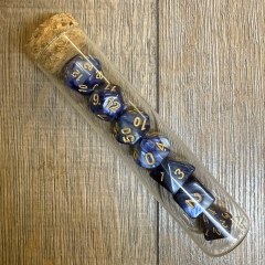 Würfel - Würfelset - Trankflasche/ Glasröhrchen - 7 Würfel für D&D etc. - lila/ weiß