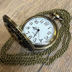 Uhr - Taschenuhr - Größe L - Rose durchbrochen - altmessing - Quartz - Steampunk