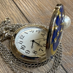 Uhr - Taschenuhr - Größe L - Sonne, Mond & Sterne blau/gold/silber - Quartz - Steampunk