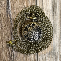 Uhr - Taschenuhr - Größe S - Blume 2 altmessing - Quartz - Steampunk